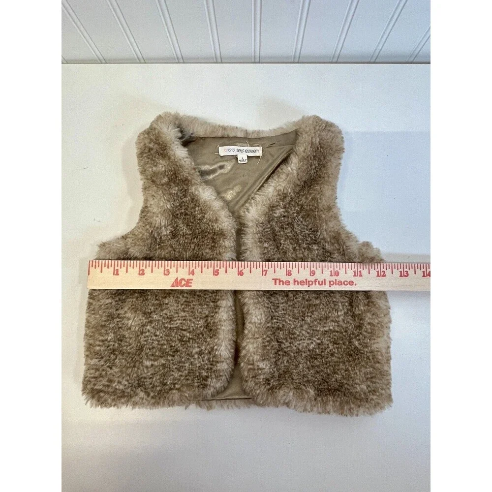 Girls Childrens Faux Fur Fashion Vest by Self Esteem. Size 4. Brown/Sable Color,